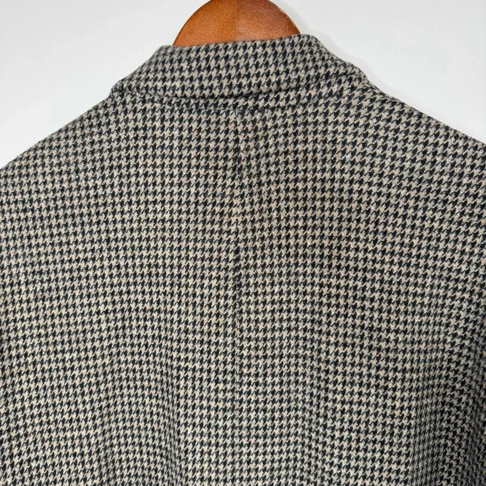 Zara Micro Check Cotton Blend Houndstooth One Button Longline Car‎ Coat Blazer